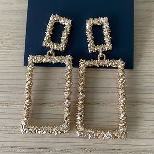 Golden Rectangular Earrings